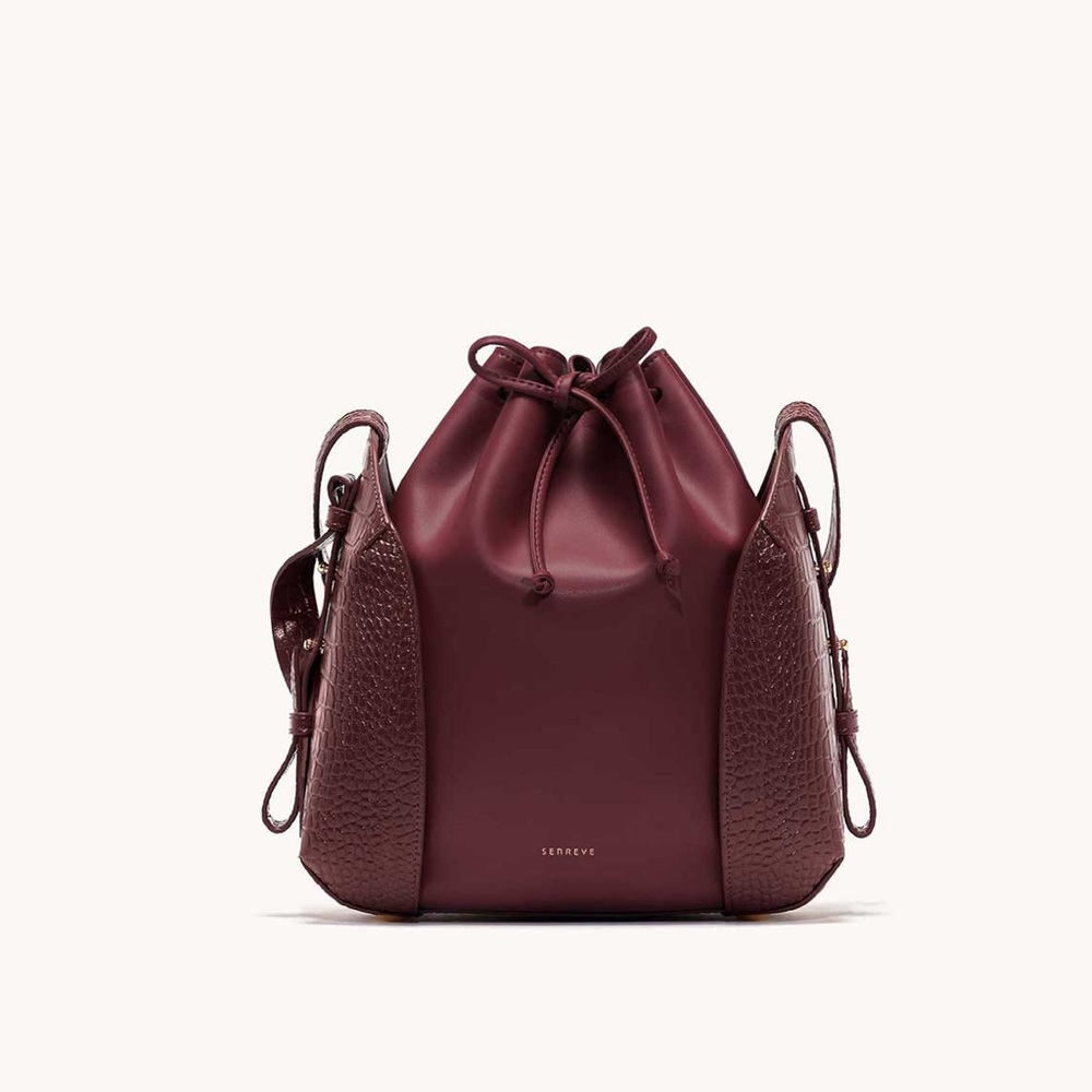 Senreve Fiore bucket bag, currant vegan leather, brand new with tags